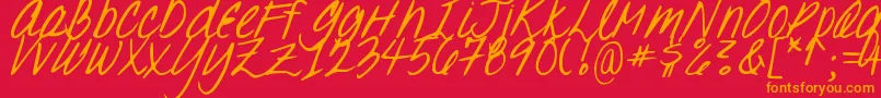 DjbOhSuzannah-Schriftart – Orangefarbene Schriften auf rotem Hintergrund