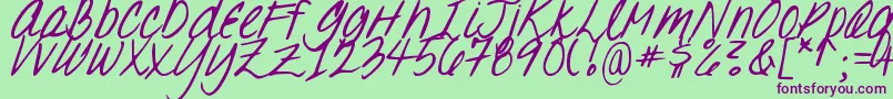 DjbOhSuzannah Font – Purple Fonts on Green Background