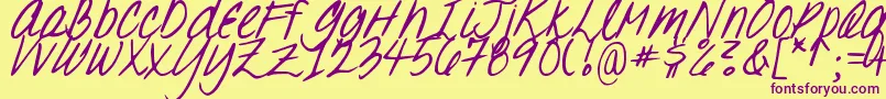 DjbOhSuzannah Font – Purple Fonts on Yellow Background