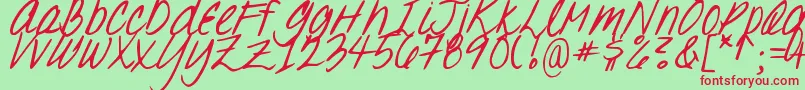 DjbOhSuzannah-Schriftart – Rote Schriften auf grünem Hintergrund