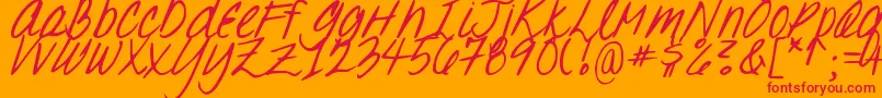 DjbOhSuzannah-Schriftart – Rote Schriften auf orangefarbenem Hintergrund