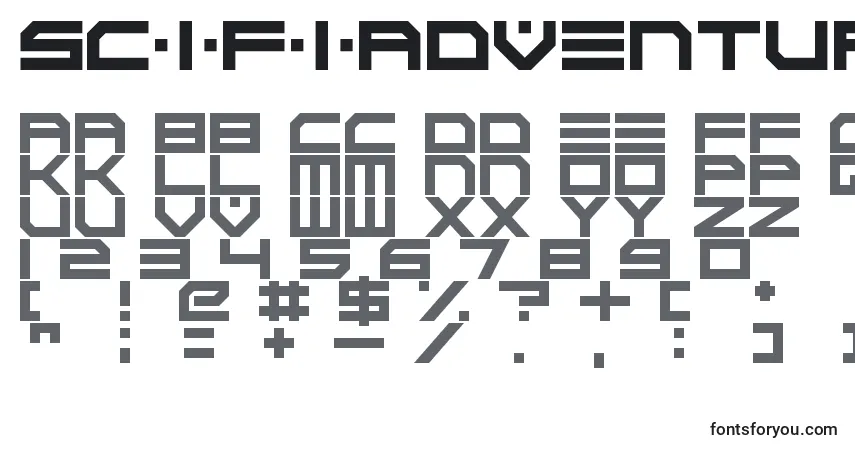 Шрифт ScifiAdventure – алфавит, цифры, специальные символы