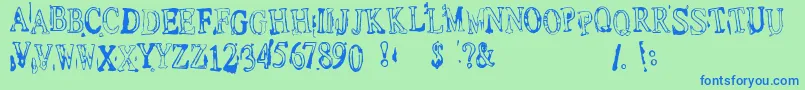 Depress1-Schriftart – Blaue Schriften auf grünem Hintergrund