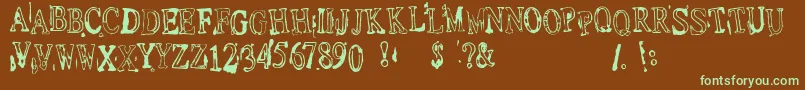 Depress1-Schriftart – Grüne Schriften auf braunem Hintergrund