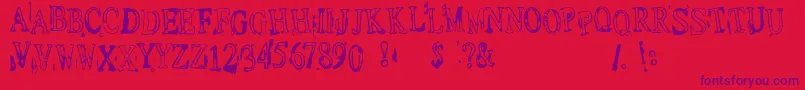 Weitere Informationen zur Depress1-Schriftart Depress1-Schriftart – Violette Schriften auf rotem Hintergrund