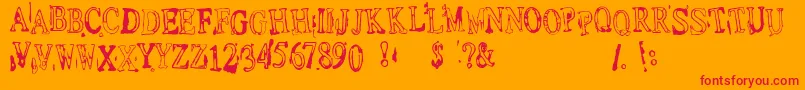 Depress1 Font – Red Fonts on Orange Background