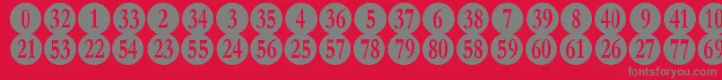 NumberpileRegular-fontti – harmaat kirjasimet punaisella taustalla