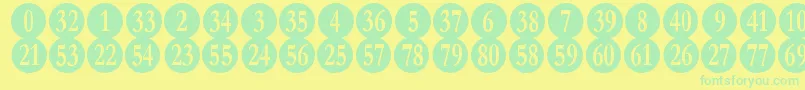 NumberpileRegular-Schriftart – Grüne Schriften auf gelbem Hintergrund