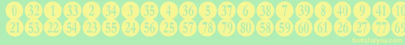 フォントNumberpileRegular – 黄色の文字が緑の背景にあります