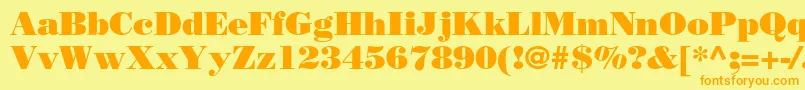 Więcej informacji o czcionce BodonistdPoster Czcionka BodonistdPoster – pomarańczowe czcionki na żółtym tle