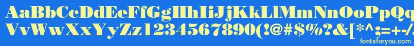 フォントBodonistdPoster – 黄色の文字、青い背景