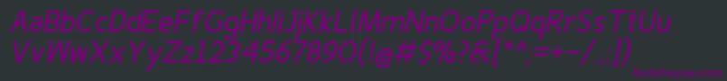 Шрифт Finenessprobolditalic – фиолетовые шрифты на чёрном фоне