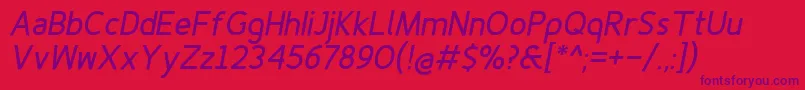 Finenessprobolditalic Font – Purple Fonts on Red Background