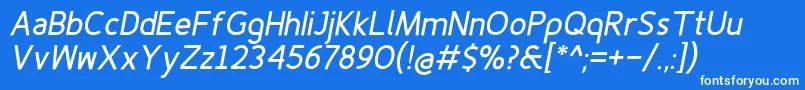 Finenessprobolditalic-Schriftart – Weiße Schriften auf blauem Hintergrund