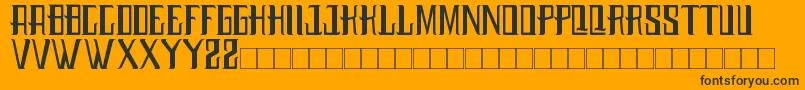 Budaya-Schriftart – Schwarze Schriften auf orangefarbenem Hintergrund
