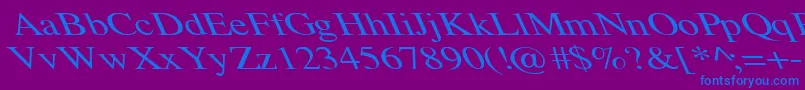 TempoFontWdExtremeLefti-Schriftart – Blaue Schriften auf violettem Hintergrund