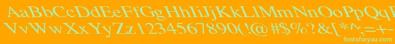 TempoFontWdExtremeLefti-Schriftart – Grüne Schriften auf orangefarbenem Hintergrund