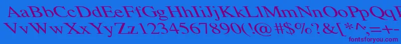 TempoFontWdExtremeLefti-Schriftart – Violette Schriften auf blauem Hintergrund