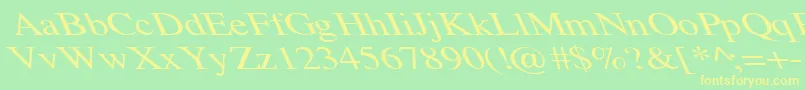 フォントTempoFontWdExtremeLefti – 黄色の文字が緑の背景にあります