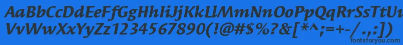 SyndorItcBoldItalic Font – Black Fonts on Blue Background