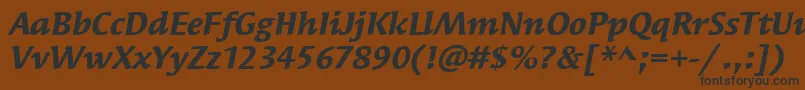 フォントSyndorItcBoldItalic – 黒い文字が茶色の背景にあります