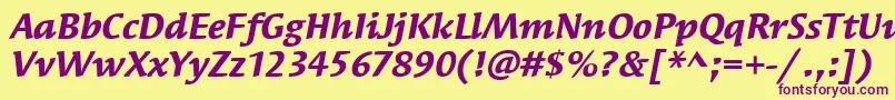 SyndorItcBoldItalic Font – Purple Fonts on Yellow Background