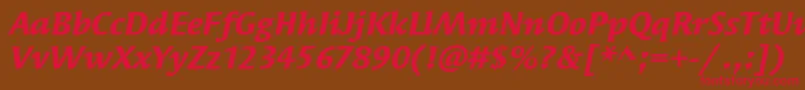 SyndorItcBoldItalic-Schriftart – Rote Schriften auf braunem Hintergrund
