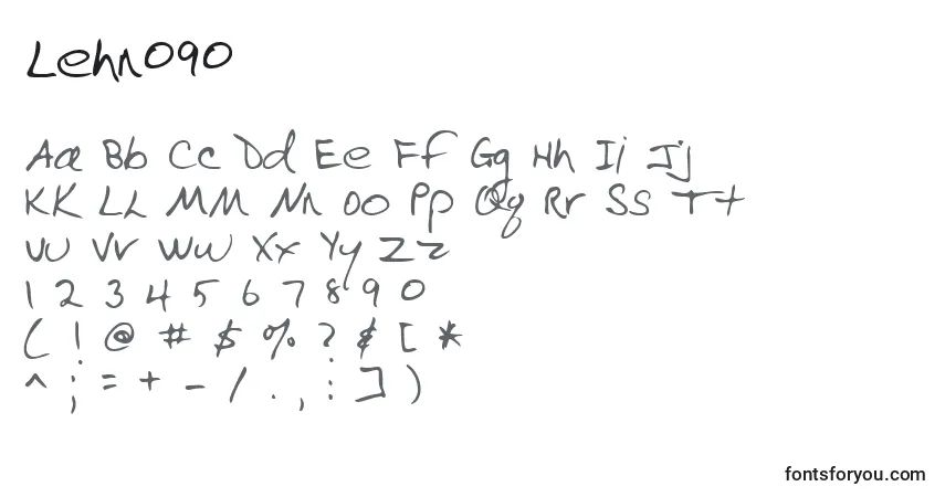 Czcionka Lehn090 – alfabet, cyfry, specjalne znaki