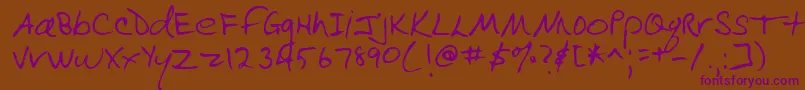 Lehn090 Font – Purple Fonts on Brown Background