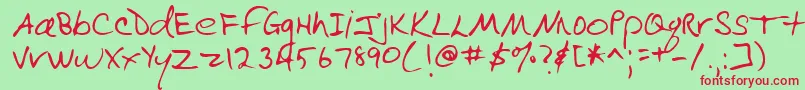 Lehn090-Schriftart – Rote Schriften auf grünem Hintergrund