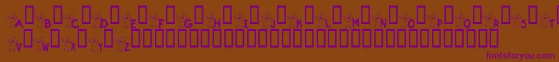 フォントKrKrazyKat – 紫色のフォント、茶色の背景