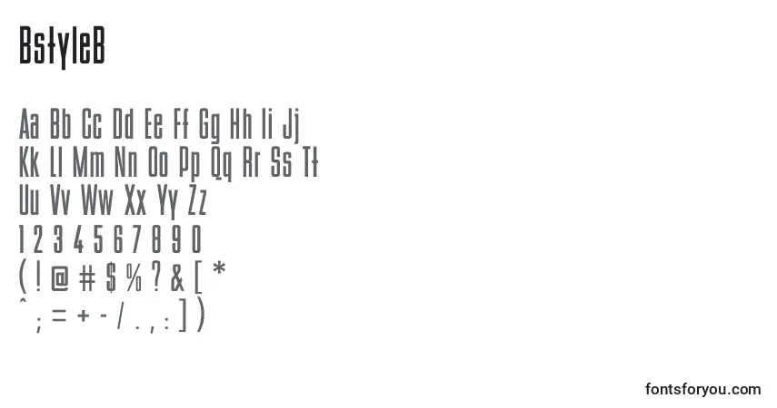 A fonte BstyleB (117593) – alfabeto, números, caracteres especiais