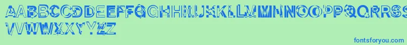 DekunstInitialen Font – Blue Fonts on Green Background