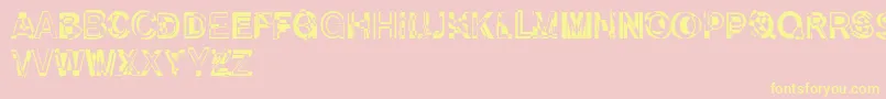 DekunstInitialen Font – Yellow Fonts on Pink Background