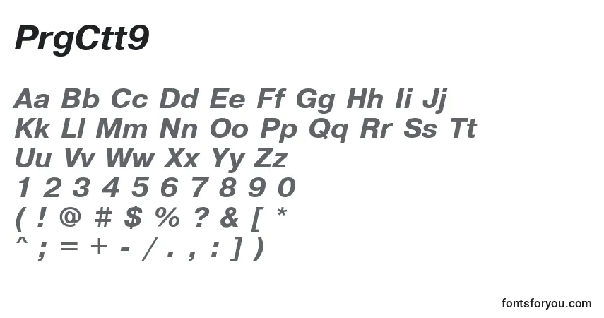 Czcionka PrgCtt9 – alfabet, cyfry, specjalne znaki