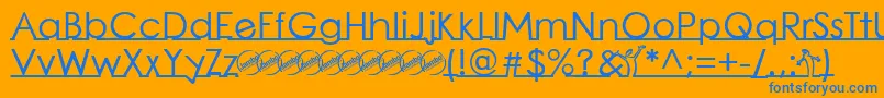 LinearmenteBold-Schriftart – Blaue Schriften auf orangefarbenem Hintergrund