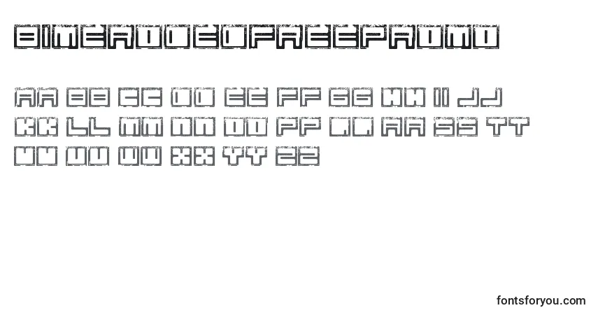 Czcionka BimErodedFreePromo – alfabet, cyfry, specjalne znaki