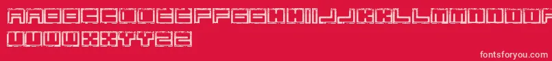 Fonte BimErodedFreePromo – fontes rosa em um fundo vermelho