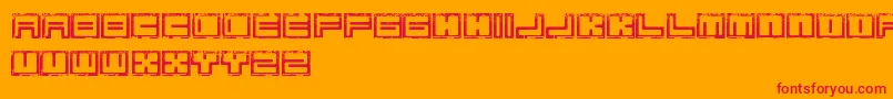 Czcionka BimErodedFreePromo – czerwone czcionki na pomarańczowym tle
