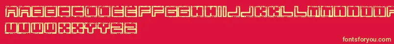 Czcionka BimErodedFreePromo – żółte czcionki na czerwonym tle