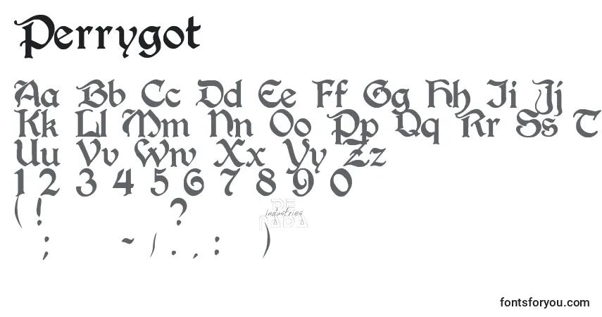 Perrygot Font – alphabet, numbers, special characters