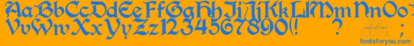 Perrygot Font – Blue Fonts on Orange Background