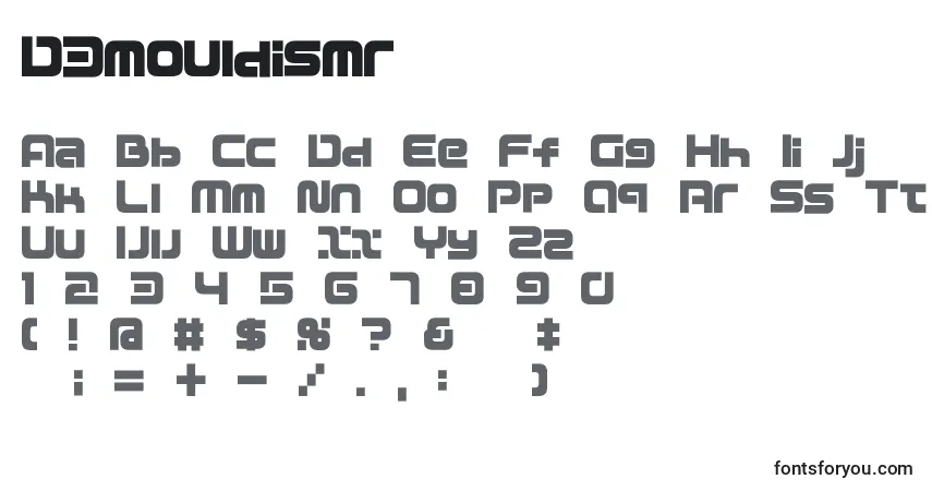 Schriftart D3mouldismr – Alphabet, Zahlen, spezielle Symbole