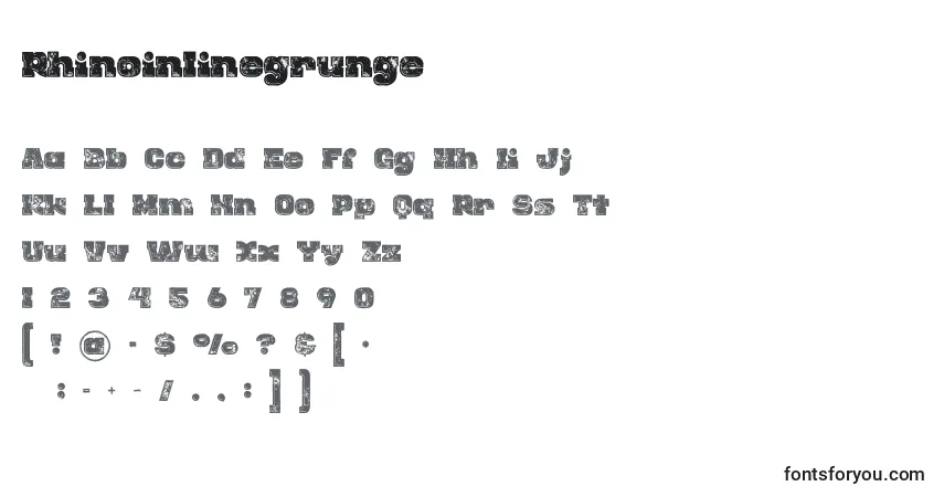 Schriftart Rhinoinlinegrunge (117608) – Alphabet, Zahlen, spezielle Symbole