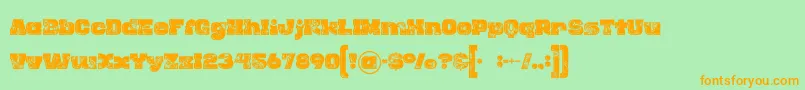 Rhinoinlinegrunge-Schriftart – Orangefarbene Schriften auf grünem Hintergrund