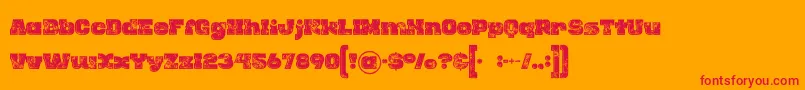 Rhinoinlinegrunge-Schriftart – Rote Schriften auf orangefarbenem Hintergrund