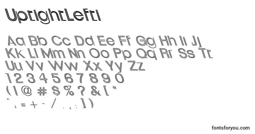 Schriftart UptightLefti – Alphabet, Zahlen, spezielle Symbole
