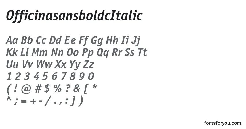 Czcionka OfficinasansboldcItalic – alfabet, cyfry, specjalne znaki