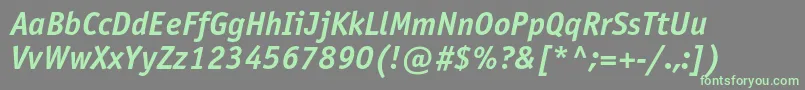 OfficinasansboldcItalic-fontti – vihreät fontit harmaalla taustalla