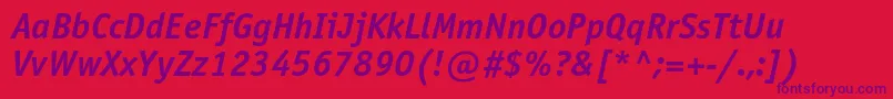 En savoir plus sur la police OfficinasansboldcItalic Police OfficinasansboldcItalic – polices violettes sur fond rouge